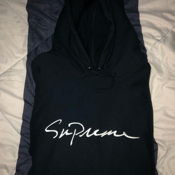 Supreme Navy Script Hoodie